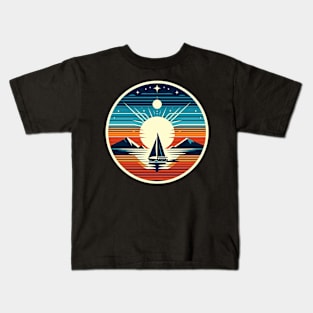 Sailing Adventures: Sailboat & Sunset Mountain Kids T-Shirt